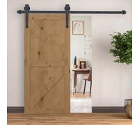 HOMCOM Ensemble de rail de porte coulissante, Métal, 2 m, charge maximale de 100 kg, Brun