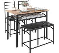 HOMCOM Ensemble de salle à manger 4 pièces, table de salle à manger avec 2 chaises, banc, ensemble de salle à manger peu encombrant, ensemble de table de salle à manger pour petites pièces, cuisine, s