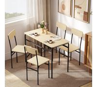 HOMCOM Ensemble de Salle à Manger 5 Pièces avec Table Rectangulaire et 4 Chaises de Salle à Manger, en Bois et Métal, Noir et Couleur Bois