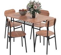 HOMCOM Ensemble de salle à manger 5 pièces, table de salle à manger avec 4 chaises, table de cuisine avec tablette, ensemble de salle à manger, meubles de salle à manger, ensemble de table pour cuisin
