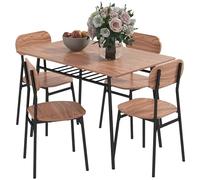 HOMCOM Ensemble de Salle à Manger 5 pièces, Table de Salle à Manger avec 4 chaises, Table de Cuisine avec Tablette, Ensemble de Salle à Manger, Meubles de Salle à Manger, Ensemble de Table pour