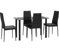 HOMCOM Ensemble de salle à manger 5 pièces, table de salle à manger avec 4 chaises, table de cuisine avec plateau en verre trempé, ensemble de salle à manger, meubles de salle à manger, ensemble de ta