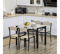 HOMCOM Ensemble de Salle à Manger avec Table Rectangulaire et 4 Chaises en Acier et MDF, Noir et Chêne
