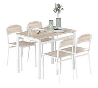 homcom Ensemble de Salle à Manger de 5 pièces avec 1 Table rectangulaire et 4 chaises, en métal et MDF, Gris et Blanc