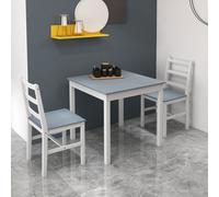 HOMCOM Ensemble de salle à manger pour 2 personnes, 2 chaises, 1 table, Pin, Blanc + Gris