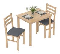 HOMCOM Ensemble de salle à manger rectangulaire avec 2 chaises et 2 chaises pour petit espace, salle à manger, cuisine, bois naturel