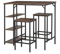 HOMCOM - Ensemble de Table de Bar - MDF - 109x60x100cm - Brun Rustique