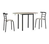 HOMCOM Ensemble de Table Ovale Extensible et 2 Chaises Noir et Naturel