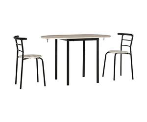HOMCOM Ensemble de Table Ovale Extensible et 2 Chaises Noir et Naturel