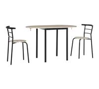 HOMCOM Ensemble de Table Ovale Extensible et 2 Chaises Noir et Naturel | Table avec Plateau Rabattable, Métal et MDF, Meubles de Salle à Manger