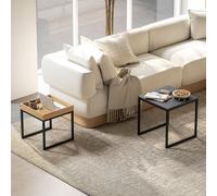 HOMCOM Ensemble de tables basses modernes, 2 pièces, pour petits espaces, carré, MDF, Métal, Noir