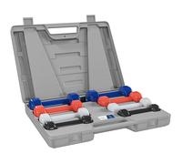 HOMCOM Ensemble d'haltères total 10 Kg - Collaboration Aosom.fr x FFHandball - paires de 0,5/1/1,5/2 Kg avec mallette - entraînement musculaire - métal PU multicolore