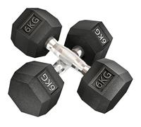 HOMCOM Ensemble d'haltères courtes, lot de 2 haltères hexagonaux recouverts de caoutchouc, pour entraînement musculaire et haltérophilie à domicile, la salle de sport, en acier noir