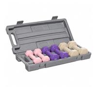 HOMCOM Ensemble d'Haltères Courtes Multicolores Total 6 kg avec Mallette | 6 Haltères : 0,5kg, 1kg, 1,5kg, Acier et Revêtement PU, Rose, Violet, Café, Kit Altères Femme