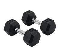 HOMCOM Ensemble d'haltères courtes total 2 x 10 Kg, haltères musculation fitness pour homme et femme, entraînement musculaire & haltérophilie - métal caoutchouc noir