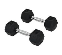 HOMCOM Ensemble d'haltères courtes total 2 x 5 Kg, haltères musculation fitness pour homme et femme, entraînement musculaire & haltérophilie - métal caoutchouc noir