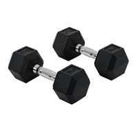 HOMCOM Ensemble d'haltères courtes total 2 x 8 Kg - entraînement musculaire & haltérophilie - acier caoutchouc noir