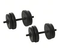 HOMCOM Ensemble d'haltères Courtes Total 20 Kg - Dumbbell Paires -Poids réglable - Barres incluses - Entraînement Musculaire & haltérophilie - Acier HDPE Noir Description:Avec cet ensemble d'haltères