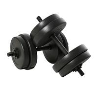 HOMCOM Ensemble d'haltères Courtes Total 20 Kg - Dumbbell Paires -Poids réglable - Barres incluses - Entraînement Musculaire & haltérophilie - Acier HDPE Noir
