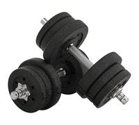 HOMCOM Ensemble d'haltères courtes total 25 kg - dumbbell paires - poids réglable - barres incluses - entraînement musculaire & haltérophilie - acier polyuréthane noir