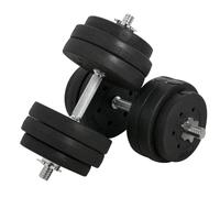 HOMCOM Ensemble d'haltères courtes total 30 kg Paires Poids Réglable Noir | dumbbell, Barres Incluses, Entraînement Musculaire & Haltérophilie, Acier PU