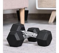 HOMCOM Ensemble d'haltères, ensemble de 2 haltères avec poignée striée, ensemble d'haltères en fonte, 2 x 4 kg, haltères pour hommes et femmes, ensemble d'haltères pour la maison, salle de sport, entr