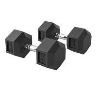 HOMCOM Ensemble d'haltères hexagonaux, lot de 2 haltères avec manche moleté, ensemble d'haltères courtes en fonte, 2 x 15 kg, haltères pour hommes et femmes, à domicile, au gymnase, entraînement