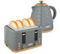 HOMCOM Ensemble petit-déjeuner bouilloire grille-pain gris