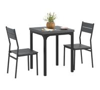 HOMCOM Ensemble Table à Manger 3 pièces Compact Effet Bois Gris | Table de cuisine et chaises, design gain de place, ensemble de table de petit-déjeuner, très petite table et 2 chaises