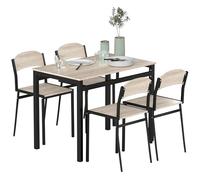 HOMCOM Ensemble Table à Manger 5 pièces avec 4 chaises Style Contemporain Cuisine Salle à Manger Salon Plateau MDF Coloris Bois de chêne châssis métal Noir
