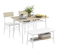 HOMCOM Ensemble Table, Banc et 2 chaises, Gain de Place, chêne