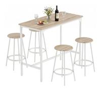 HOMCOM Ensemble Table Bar avec 4 tabourets Salle à Manger Cuisine Chêne | Table de bar avec tabourets, table de salle à manger, table de cuisine