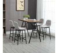 HOMCOM Ensemble table de bar avec tabourets table à manger debout avec 4 chaises rembourrées pieds en acier 120x60x91cm gris