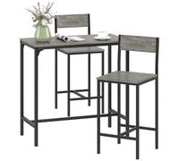 HOMCOM Ensemble Table de Bar avec Tabourets Table à Manger Debout Gris
