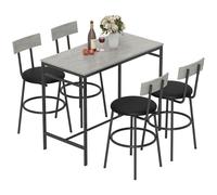 HOMCOM Ensemble Table de Bar avec tabourets, Table Haute Bar et 4 tabourets, Repose-Pieds, Structure en Acier, Style Industriel, Table à Manger Debout avec chaises pour Salle à Manger, Cuisine, Gris
