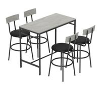 HOMCOM Ensemble table de bar avec tabourets, table haute bar et 4 tabourets, structure en acier, 110 x 55 x 90 cm, blanc