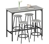 HOMCOM Ensemble Table de Bar Bistrot 4 Tabourets de Bar Moderne Gris