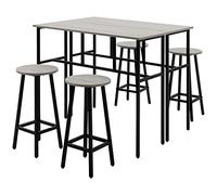 HOMCOM Ensemble table de bar style industriel 6 pièces, 2 tables hautes avec 4 tabourets - acier et panneaux de particules - 4 personnes