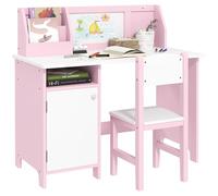 HOMCOM Ensemble Table et Chaise pour Enfant 90L x 45l x 85H cm Blanc Rose