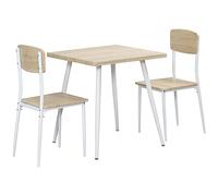 HOMCOM Ensemble Table et Chaises 3 Pièces Table à Manger Blanc et Naturel