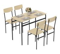 HOMCOM Ensemble Table et chaises de Salle à Manger 5 pièces, Table de Salle à Manger rectangulaire et 4 chaises en Bois et métal, Gain de Place, Design Industriel, pour Salon Cuisine, Couleur Noir et