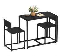 HomCom – Ensemble table et chaises 3 pièces 2 personnes, chaises encastrables, MDF effet bois noir