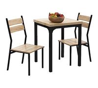 HOMCOM Ensemble Table et Chaises pour 2 Personnes, Bois de Chêne Clair