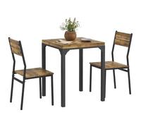 HOMCOM Ensemble Table et Chaises pour 2 Personnes, Rustique | Table de Cuisine avec Chaises, Table à Manger 3 Pièces, 2 Chaises Encastrables, pour Cuisine Salon Maison
