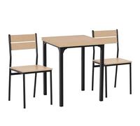 HOMCOM Ensemble Table et chaises pour 2 Personnes, Table de Cuisine, à Manger 3 pièces avec 2 chaises encastrables, pour Cuisine Salon Maison, Bois de chêne Clair