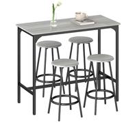 HOMCOM - Ensemble table haute et 4 tabourets - Métal - 110x50x89,5cm - Gris