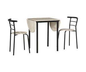 HOMCOM Ensemble table ovale extensible et 2 chaises - table à rabats - métal et MDF - noir et naturel