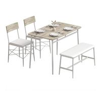 HOMCOM Ensemble Table Salle à Manger avec 2 Chaises et Banc Chêne et Blanc