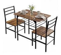 HOMCOM Ensemble Table Salle à Manger avec 2 chaises, Table de Cuisine avec chaises pour 2 Personnes, étagère de Rangement, Cadre en métal, Style Industriel, pour Petit Espace, Brun Rustique