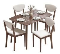 Ensemble table salle à manger avec 4 chaises - HOMCOM - 5 pièces - assise rembourrée - bois massif - 120 x 75 x 74,5 cm - crème